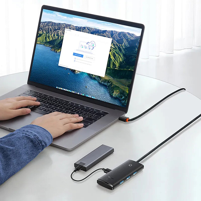 Хаб Baseus Lite (WKQX030201) 4-Port USB-A HUB Adapter 2m (Black) купить в интернет-магазине icover