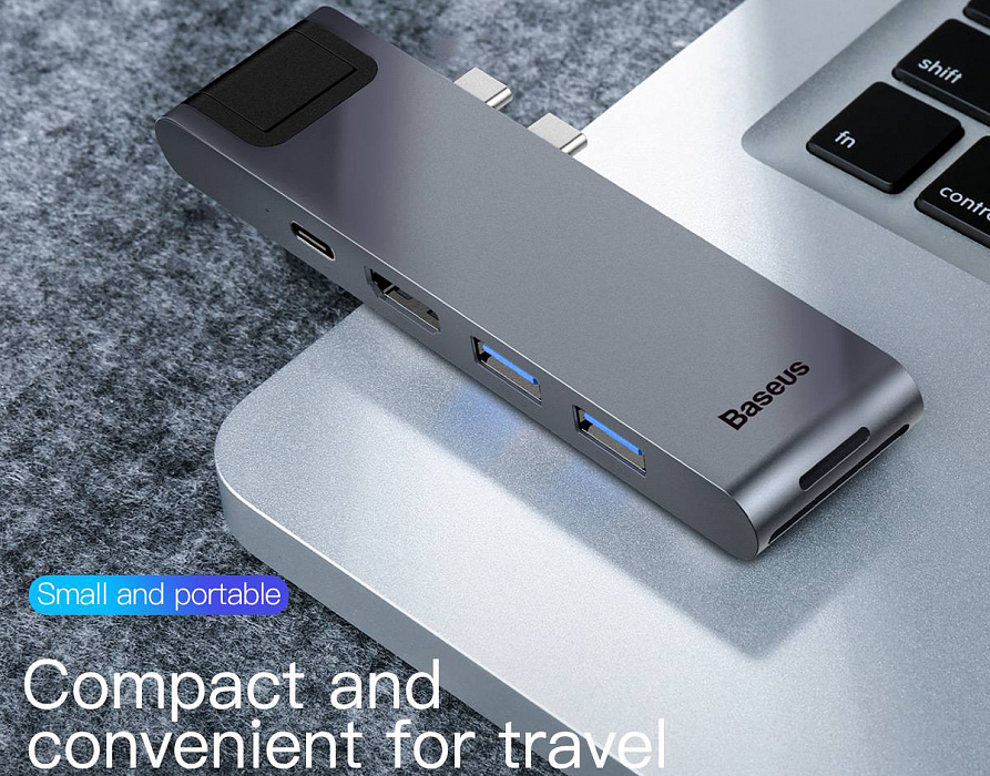 USB-концентратор Baseus Thunderbolt C+Pro (CAHUB-L0G) для MacBook Pro (Deep Grey) купить в интернет-магазине icover