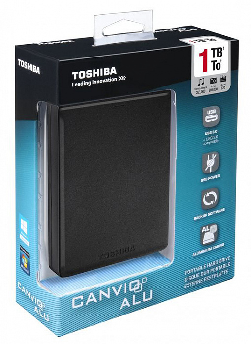 Toshiba Canvio Alu 2.5", 1Tb, USB 3.0 (HDTH310EK3AA) - внешний жесткий диск (Black) купить в интернет-магазине icover