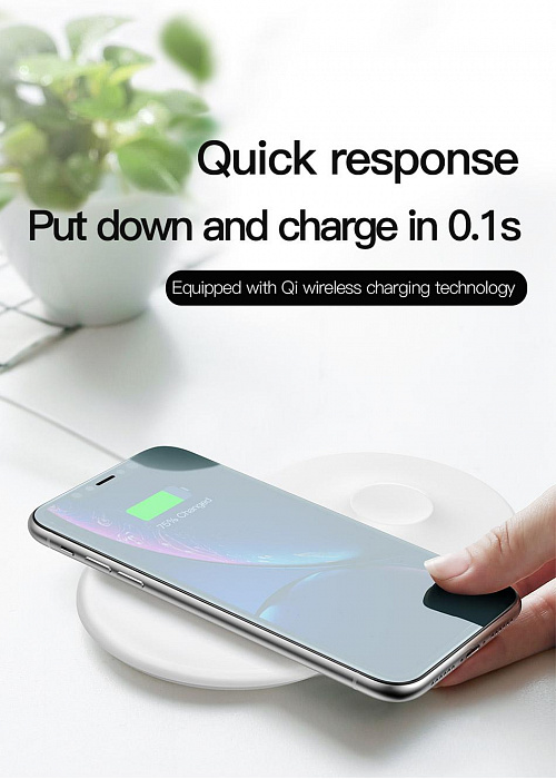 Беспроводное зарядное устройство Baseus Smart 2in1 WX2IN1P20-02 (White) купить в интернет-магазине icover