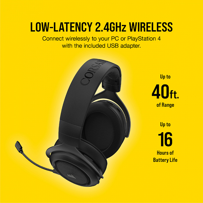 Беспроводная игровая гарнитура Corsair Gaming HS70 Pro CA-9011211-EU (Carbon) купить в интернет-магазине icover