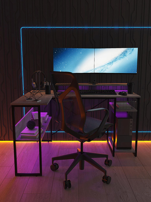 Стол компьютерный угловой лофт Ridberg TEXAS (Rock/Black) купить в интернет-магазине icover