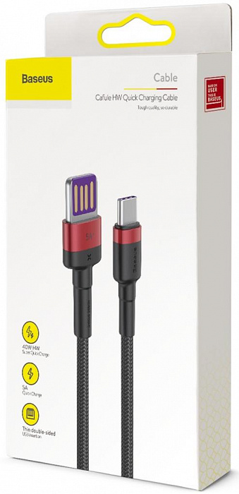 Кабель Baseus Cafule HW (CATKLF-P91) USB/USB Type C 1m (Red/Black) купить в интернет-магазине icover