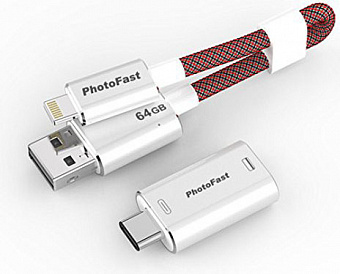 Флеш-накопитель PhotoFast MemoriesCable GEN3 64Gb USB-C адаптер (Silver)