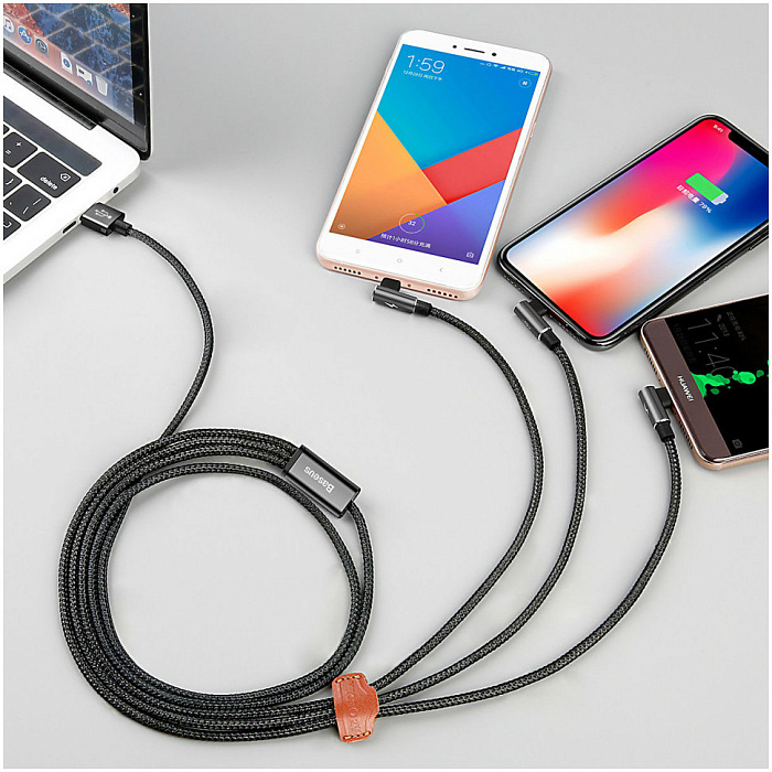 Кабель Baseus MVP 3-in-1 (CAMLT-WZ01) USB-A/Micro USB/Lightning/USB-C 1.2m (Black) купить в интернет-магазине icover