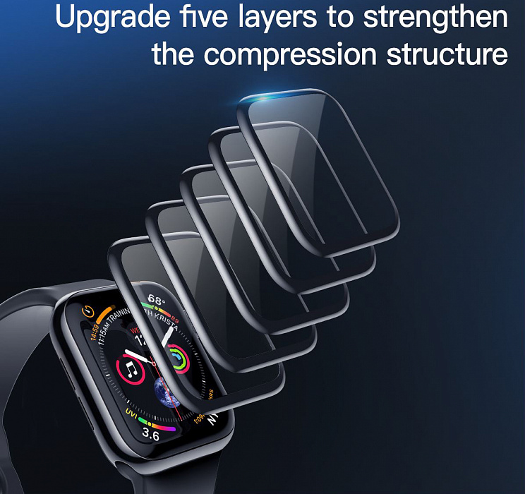 Защитное стекло Baseus Full-screen Curved Tempered Film (SGAPWA4-A01) для Apple Watch series 4 40mm (Black) купить в интернет-магазине icover