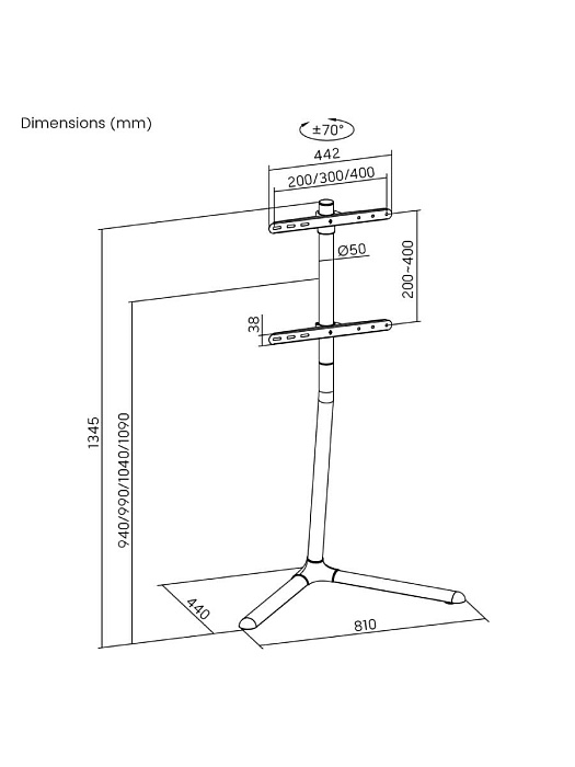 Стойка для телевизора с кронштейном Ridberg TV floor stand FS17-44F-01 (Black) купить в интернет-магазине icover