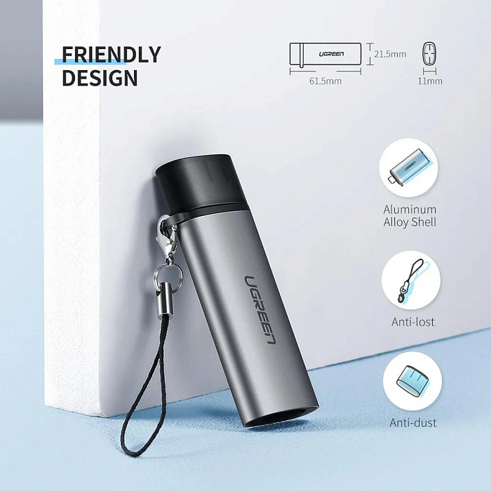 Кардридер UGREEN CM185 (50706) USB-C/USB-A TF/SD (Gray) купить в интернет-магазине icover