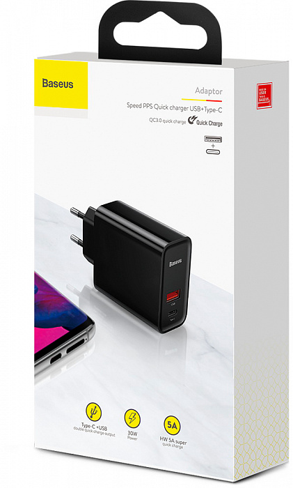 Сетевое зарядное устройство Baseus Speed PPS Quick Charger Type C CCFS-C01 (Black) купить в интернет-магазине icover