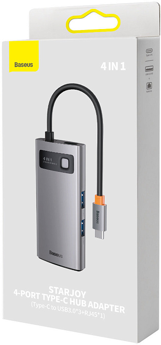 Хаб Baseus Metal Gleam (WKWG070113) 4-in-1 Multifunctional Type-C HUB Docking Station (Gray) купить в интернет-магазине icover