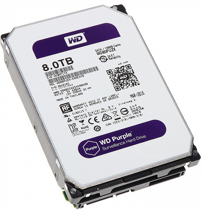 Western Digital Purple HDD 3.5" 8Tb (WD80PUZX) - жесткий диск для сервера купить в интернет-магазине icover