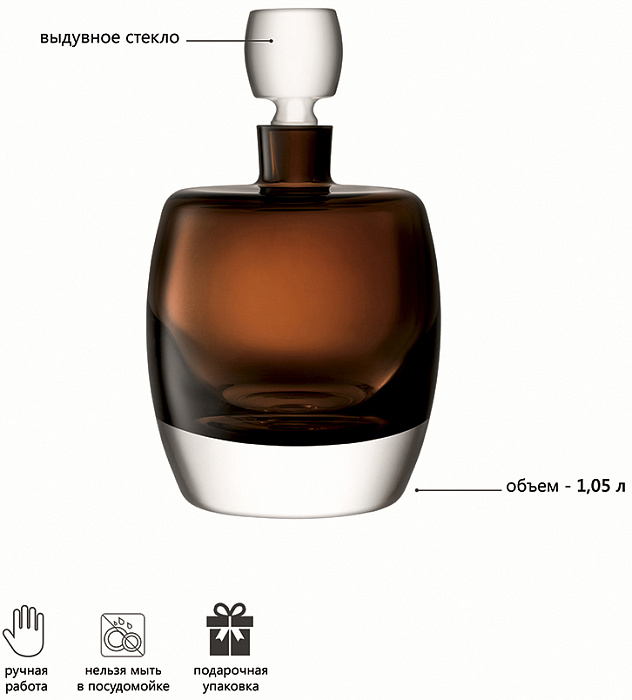 Декантер Whisky Club 1,05 л коричневый купить в интернет-магазине icover