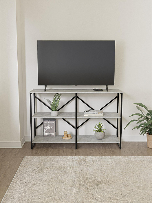 Стеллаж двойной лофт низкий RIDBERG CHICAGO 3 полки (Rock/Black) купить в интернет-магазине icover