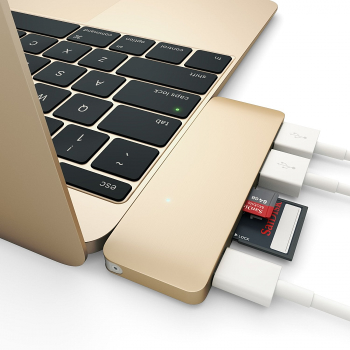USB-хаб Satechi Combo Hub 3 in 1 USB Type-C B019PHF9UO (Gold) купить в интернет-магазине icover
