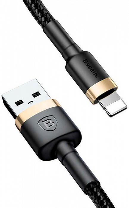 Кабель для iPhone, iPad Baseus Cafule (CALKLF-BV1) USB to Lightning 1m (Gold/Black) купить в интернет-магазине icover