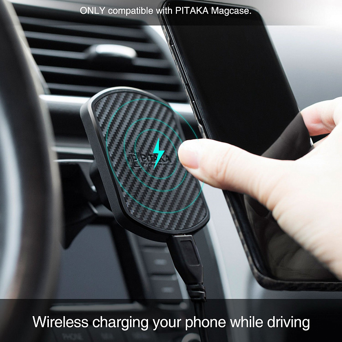 Автомобильный держатель Pitaka MagMount Qi CD (Black) купить в интернет-магазине icover