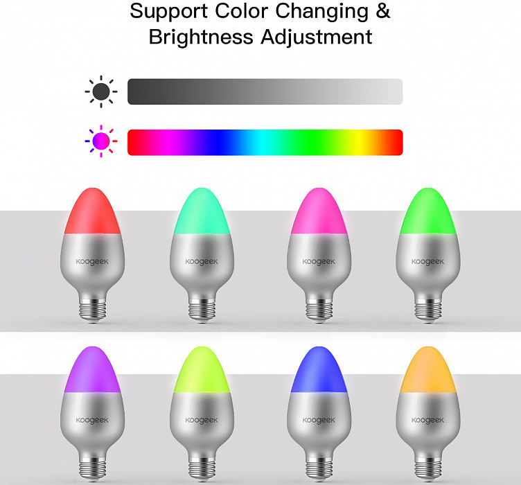 Умная лампа Koogeek Colors Wi-Fi Smart Light Bulb E27 для Apple Homekit (B07DLQQR54) купить в интернет-магазине icover