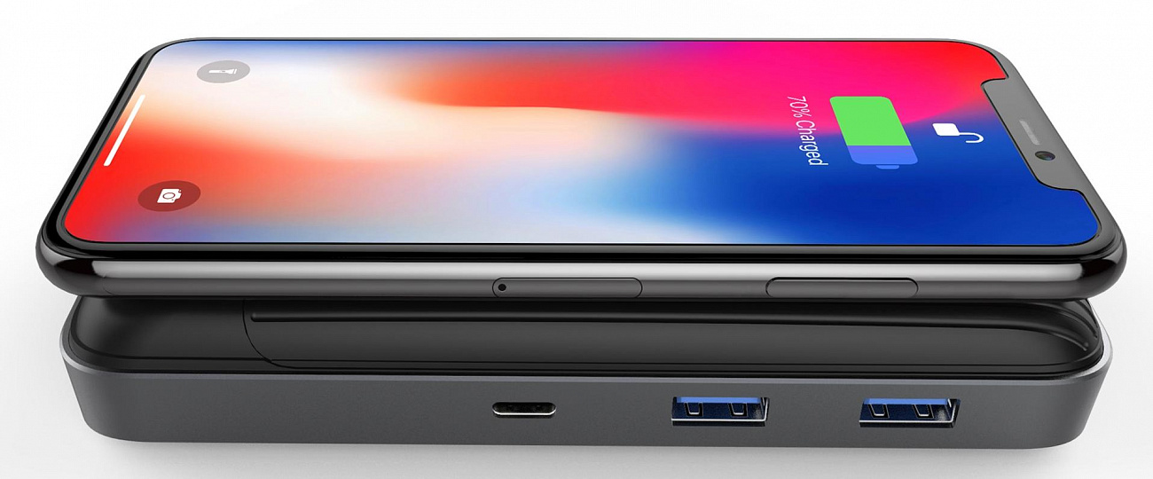 Док-станция HyperDrive Qi Wireless Charger & USB-C Hub 7.5W (Black) купить в интернет-магазине icover
