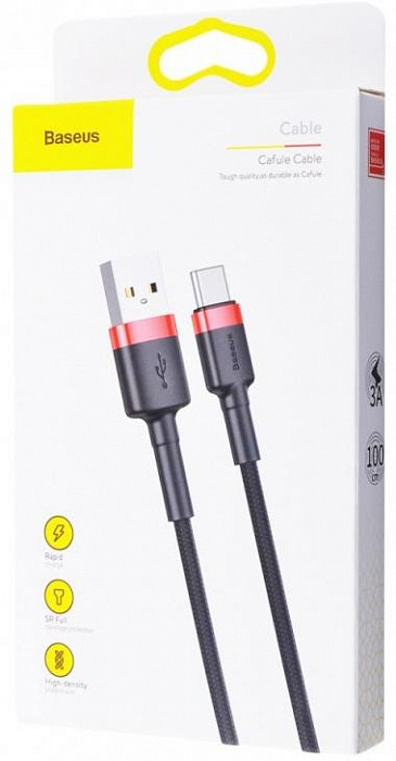 Кабель Baseus Cafule Series USB/USB-C 1m CATKLF-B91 (Red/Black) купить в интернет-магазине icover