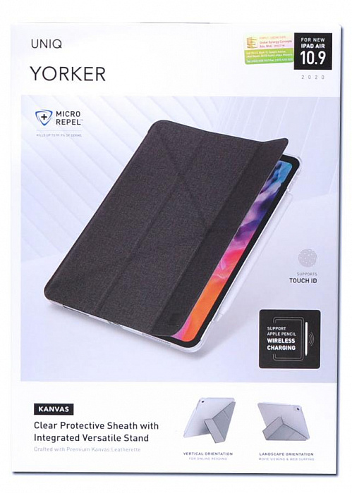 Чехол Uniq Yorker Kanvas для iPad Air 10.9'' 2020 (Black) купить в интернет-магазине icover