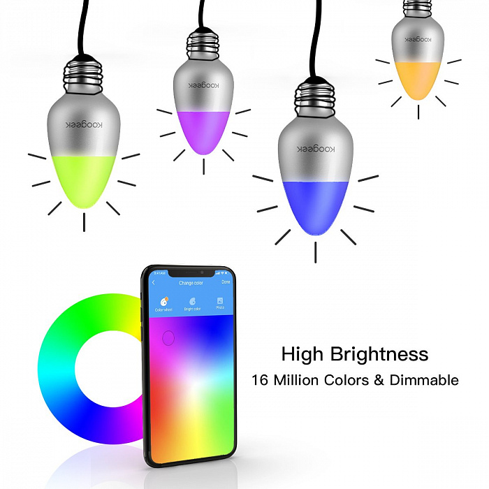 Умная лампа Koogeek Colors Wi-Fi Smart Light Bulb E27 для Apple Homekit (B07DLQQR54) купить в интернет-магазине icover