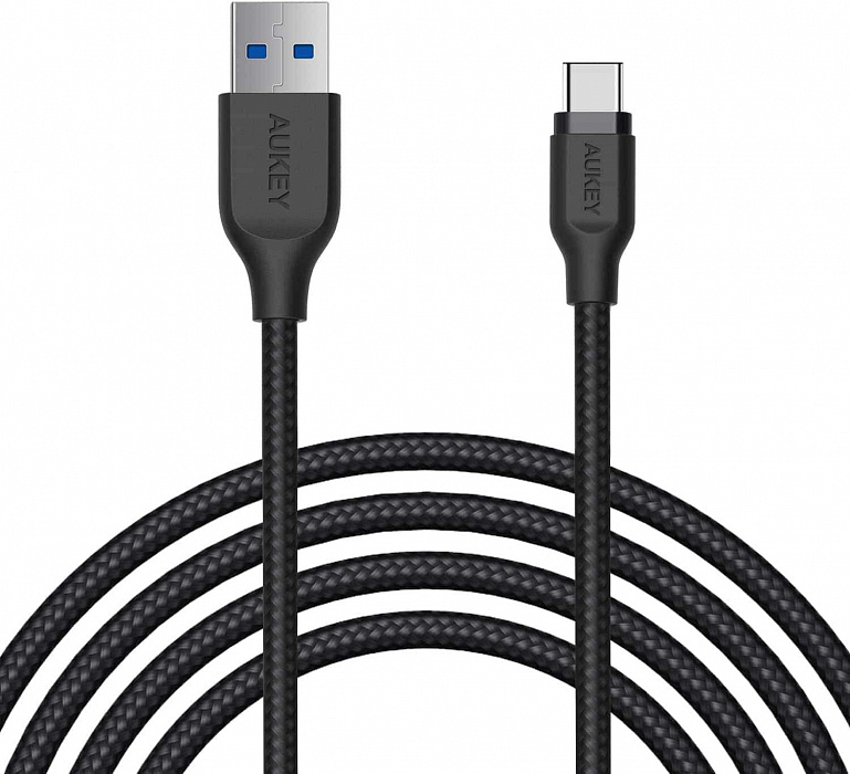 Кабель Aukey Braided Nylon (CB-AC2) USB-C to USB-A 3.1 (Black) купить в интернет-магазине icover