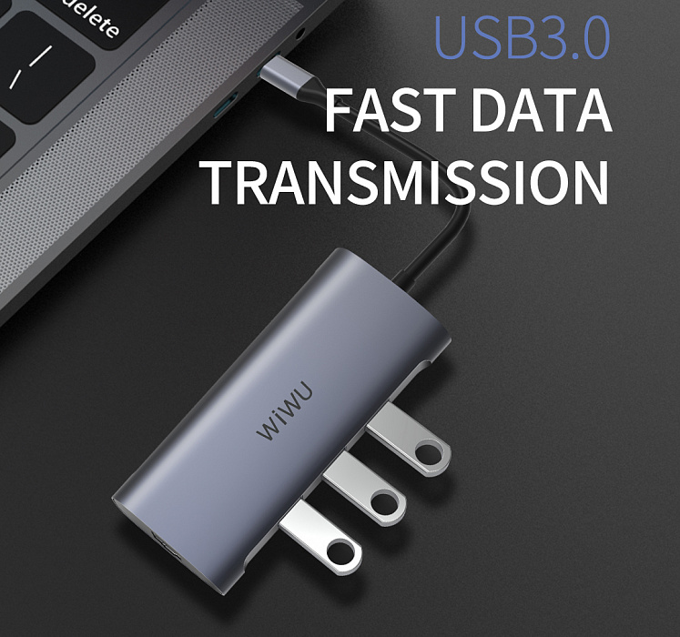 USB-концентратор Wiwu Alpha 831HRT (Grey) купить в интернет-магазине icover