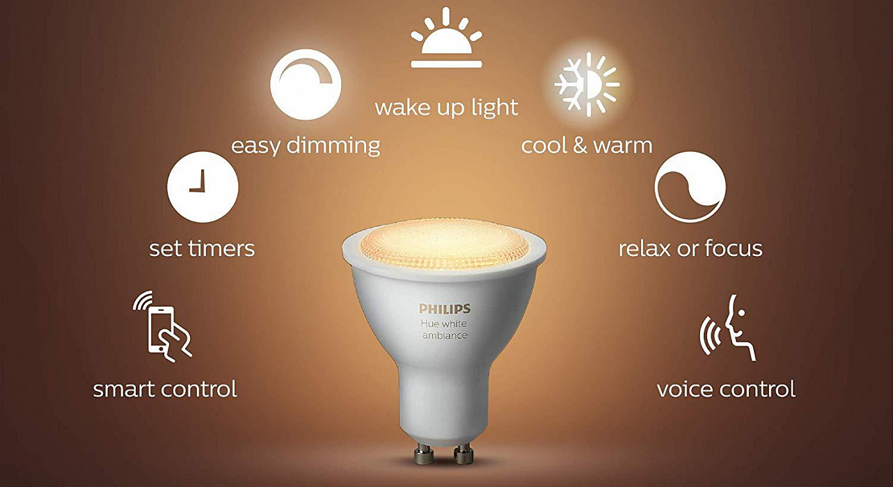 Умная светодиодная лампа Philips Hue White GU10 (White) купить в интернет-магазине icover