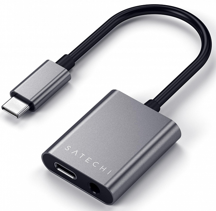 Переходник Satechi (ST-TCACAM) USB-C to USB-C/Mini-Jack (Space Grey) купить в интернет-магазине icover