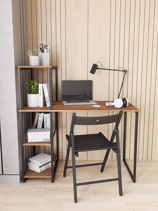 Стол-стеллаж лофт мини RIDBERG MEMPHIS (Dark Oak/Black) купить в интернет-магазине icover