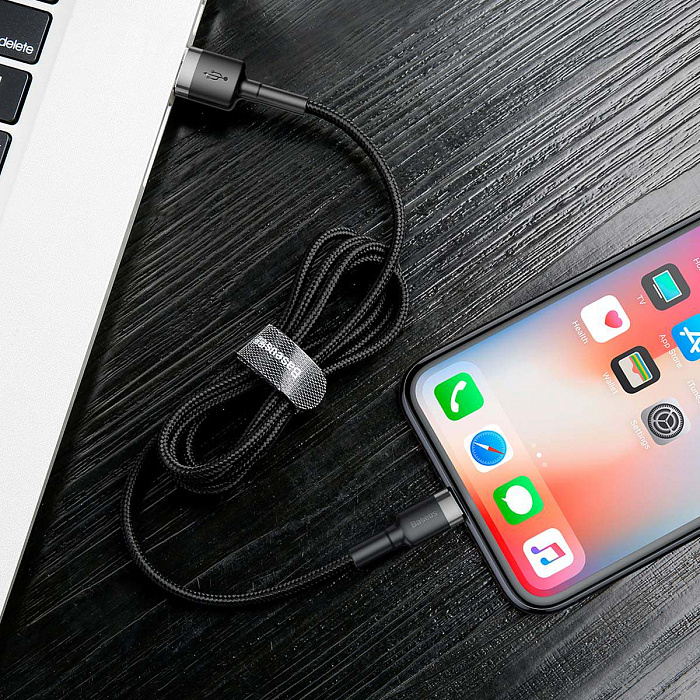Кабель для iPhone, iPad Baseus Cafule (CALKLF-BV1) USB to Lightning 1m (Gold/Black) купить в интернет-магазине icover