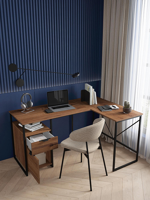 Стол письменный лофт RIDBERG NEVADA (Dark Oak/Black) купить в интернет-магазине icover