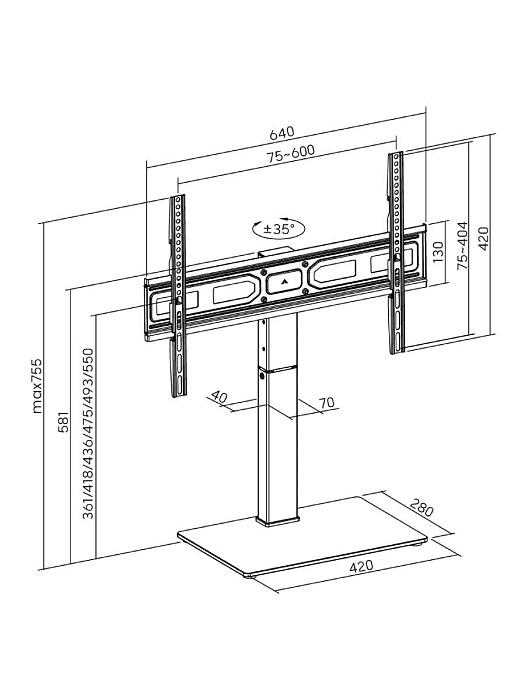 Стойка для телевизора с кронштейном Ridberg LDT03-28L (Black) купить в интернет-магазине icover