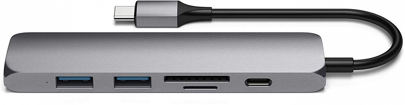 USB-концентратор Satechi Slim Multi-Port V2 (ST-SCMA2M) Type-C 4K (Space Gray) купить в интернет-магазине icover