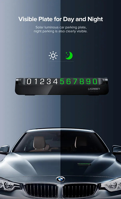 Парковочная карта UGREEN LP178 (60326) Car Temporary Parking Card на 2 номера (Black) купить в интернет-магазине icover