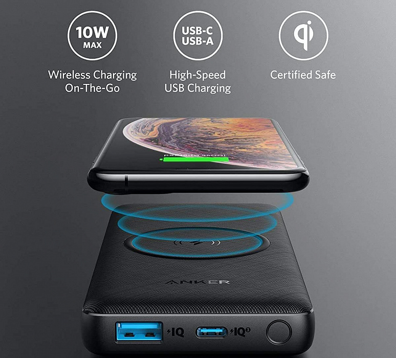 Внешний аккумулятор Anker PowerCore III Sense Wireless 10000 mAh (Black) купить в интернет-магазине icover