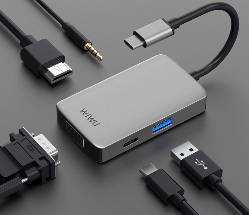 USB-концентратор Wiwu Alpha 5-in-1 513HVP (Silver) купить в интернет-магазине icover