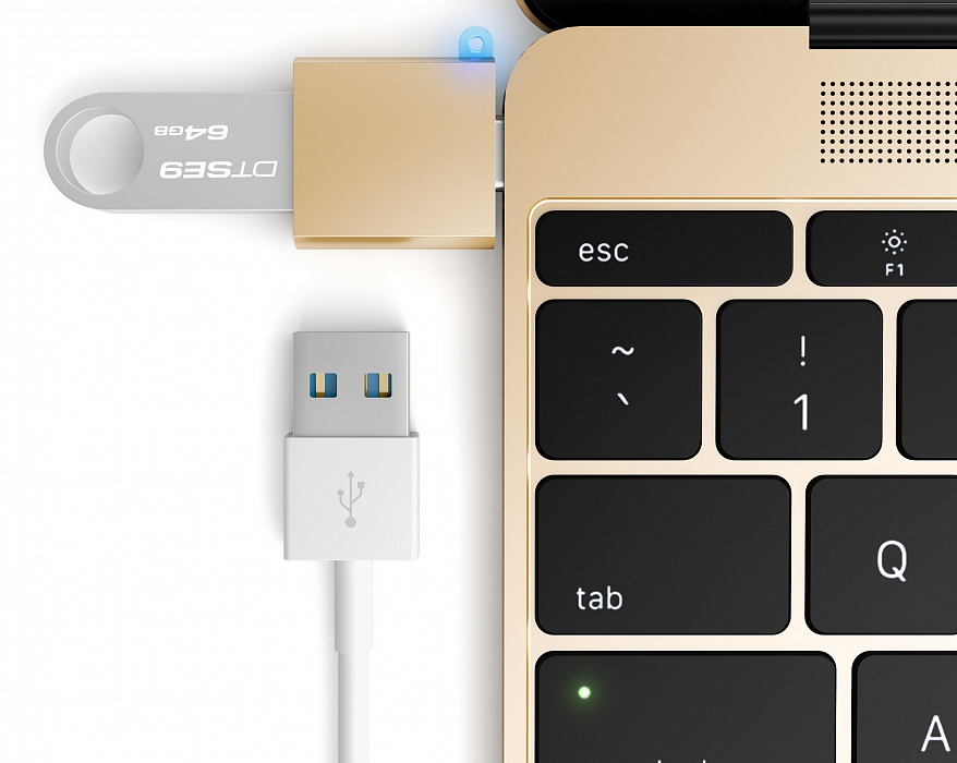 Satechi USB 3.0 Type-C to USB 3.0 Type-A - USB-хаб (Gold) купить в интернет-магазине icover