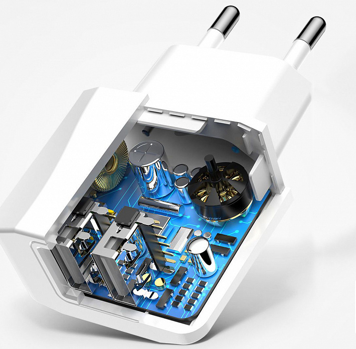 Сетевое зарядное устройство Baseus Mini Dual-U Charger (CCALL-MN02) 2xUSB 2.1A (White) купить в интернет-магазине icover