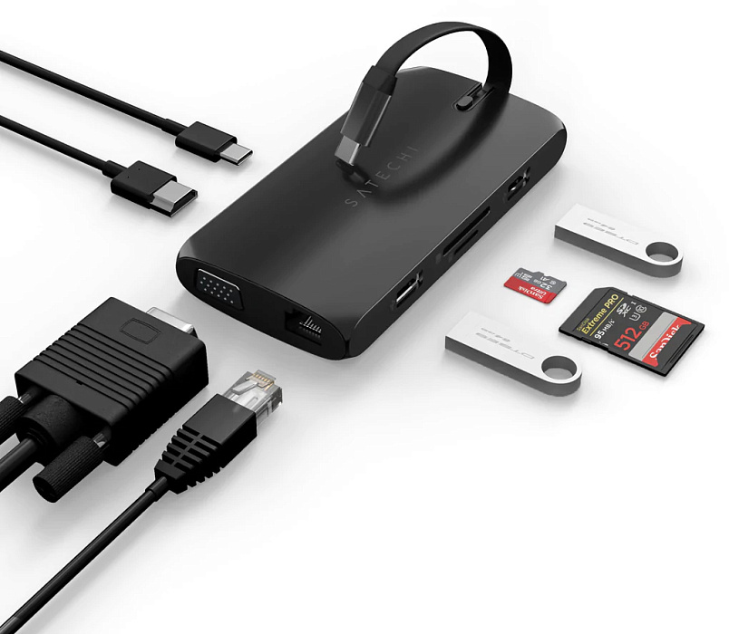 Хаб Satechi USB-C On-the-Go MultiPort Adapter ST-UCMBAK (Black) купить в интернет-магазине icover