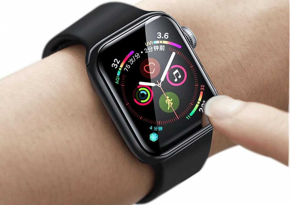 Защитное стекло Baseus Full-screen Curved Tempered Glass (SGAPWA4-H01) для Apple Watch series SE/6/4 44mm (Black) купить в интернет-магазине icover