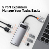 Хаб Baseus Metal Gleam (WKWG020013) 5-in-1 Multifunctional Type-C HUB Docking Station (Gray) купить в интернет-магазине icover