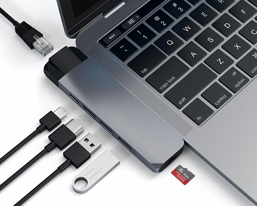 Хаб Satechi Aluminium Type-C Pro Hub Adapter with Ethernet (Space Grey) купить в интернет-магазине icover