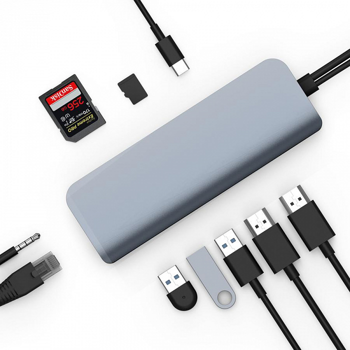 USB-хаб Hyper HyperDrive Viper 10-in-2 Hub (HD392-GRAY) для MacBook Pro/Air и других USB-C устройств (Space Grey) купить в интернет-магазине icover