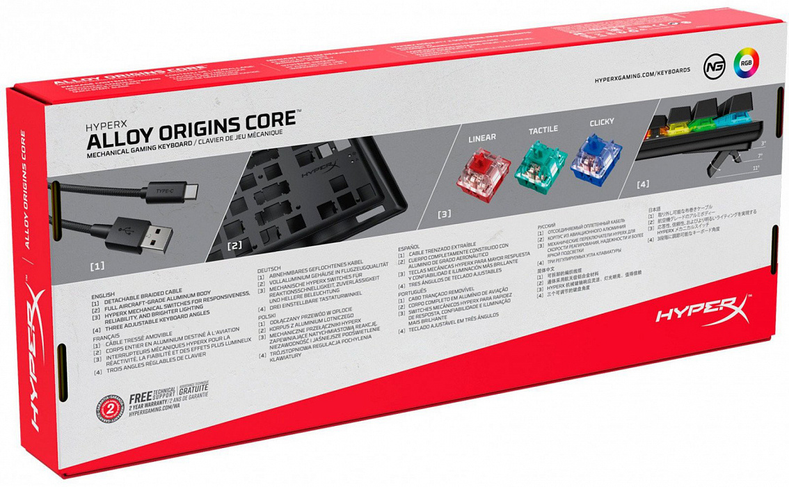 Игровая клавиатура HyperX Alloy Origins Core Blue switches USB RGB (HX-KB7BLX-RU) купить в интернет-магазине icover