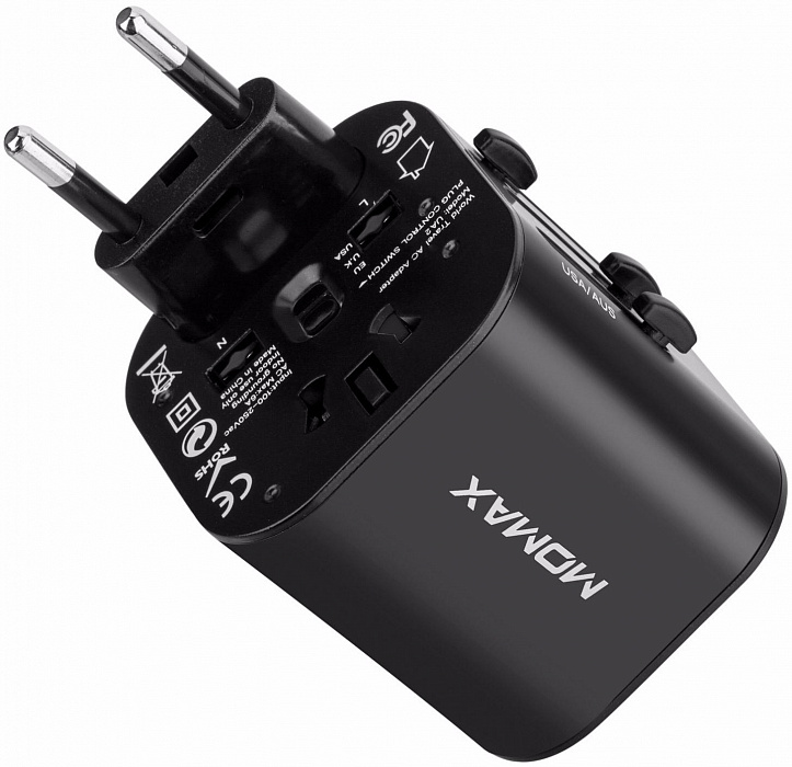 Momax World Mini AC Travel Adapter (UA2D) - универсальный адаптер питания (Black) купить в интернет-магазине icover