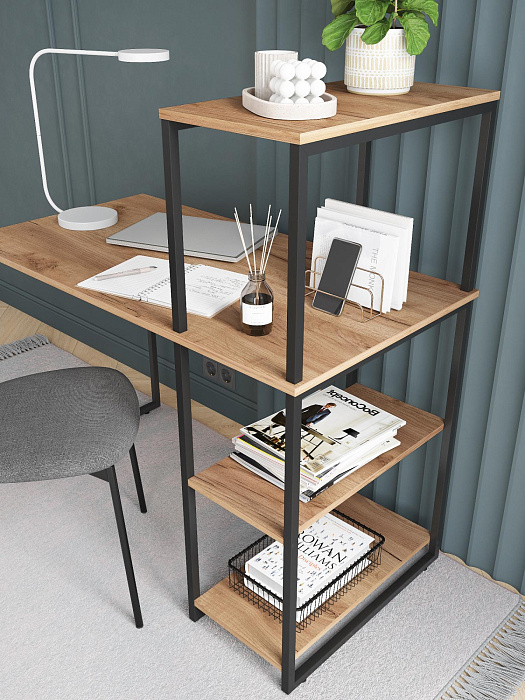 Стол-стеллаж лофт мини RIDBERG MEMPHIS (Oak/Black) купить в интернет-магазине icover