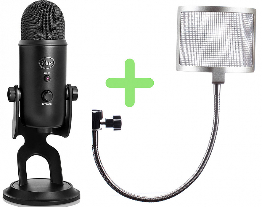 Микрофон Blue Microphones Yeti + поп-фильтр The Pop (Blackout) купить в интернет-магазине icover