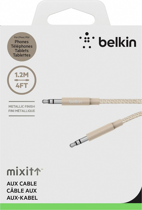 Акустический кабель Belkin Mixit Coiled Audio AV10164bt04-GLD (Gold) купить в интернет-магазине icover