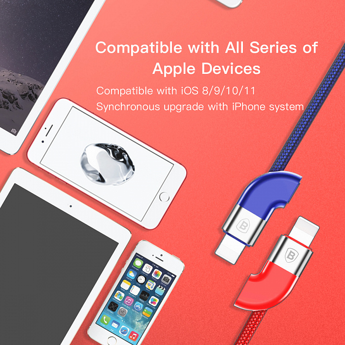 Двойной кабель для iPod, iPhone, iPad Baseus Couple Magnetic Lightning 1m (Red/Blue) купить в интернет-магазине icover
